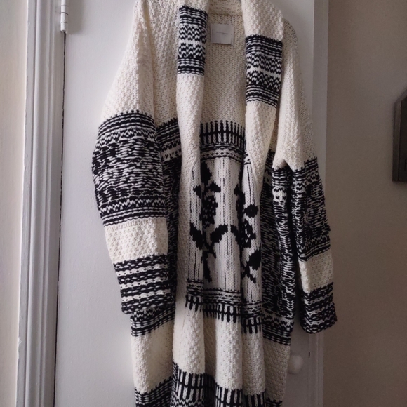 Lucky brand cardigan sweater Women's M black white - Picture 8 of 9